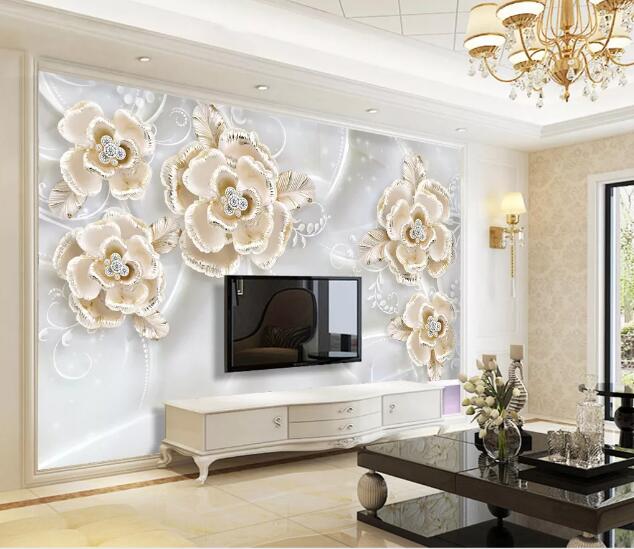 3D Golden Flower WC1378 Wall Murals