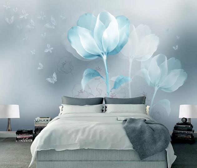 3D Blue Flower WC1279 Wall Murals