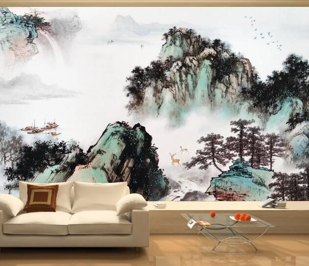 3D Mountain Tree WC1106 Wall Murals