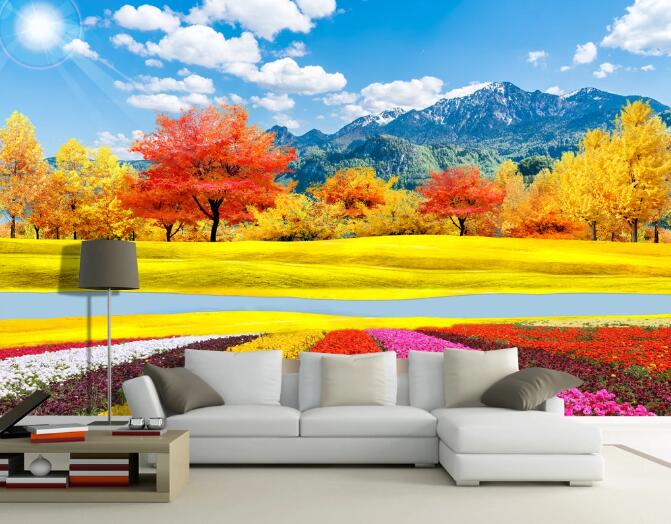 3D Color Flower Field WC369 Wall Murals