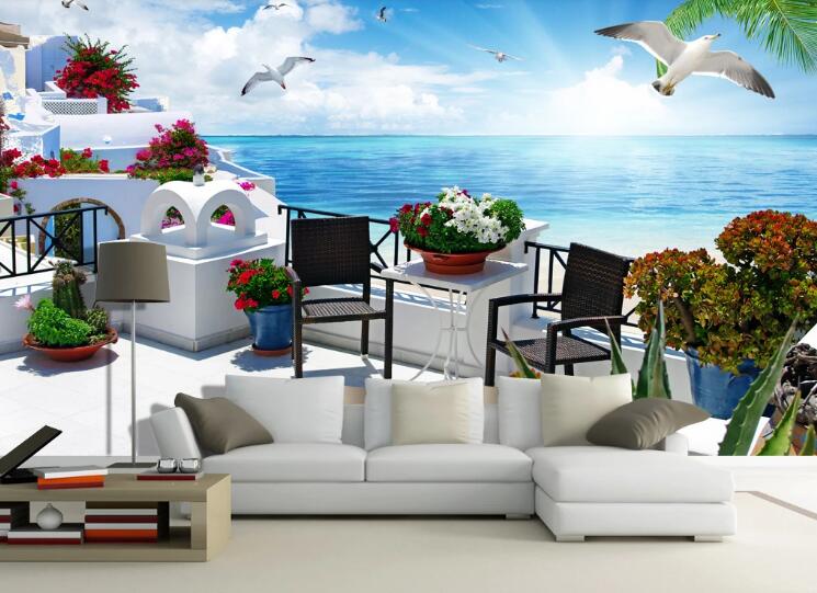 3D Seagull Balcony WC278 Wall Murals