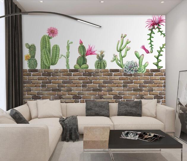 3D Brick Cactus WC1114 Wall Murals