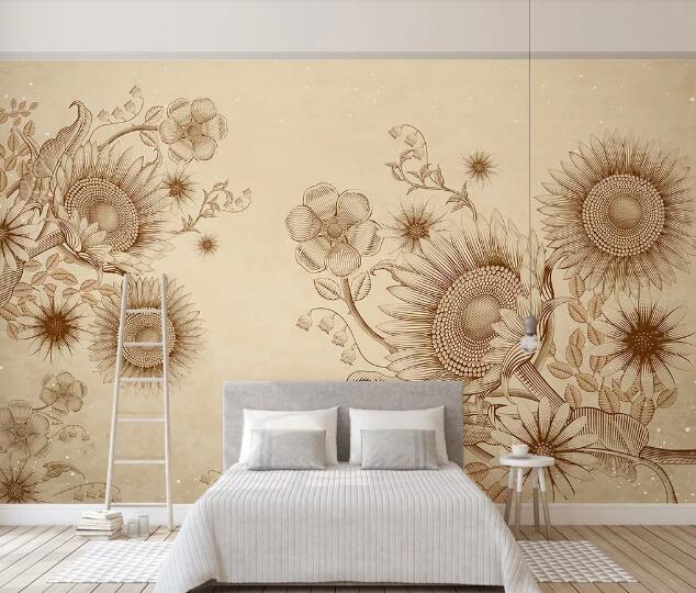 3D Sunflower Flower WC938 Wall Murals