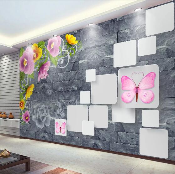 3D Butterfly Flower WC225 Wall Murals