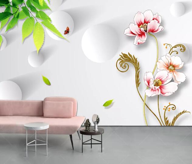 3D Lotus Butterfly WC1207 Wall Murals