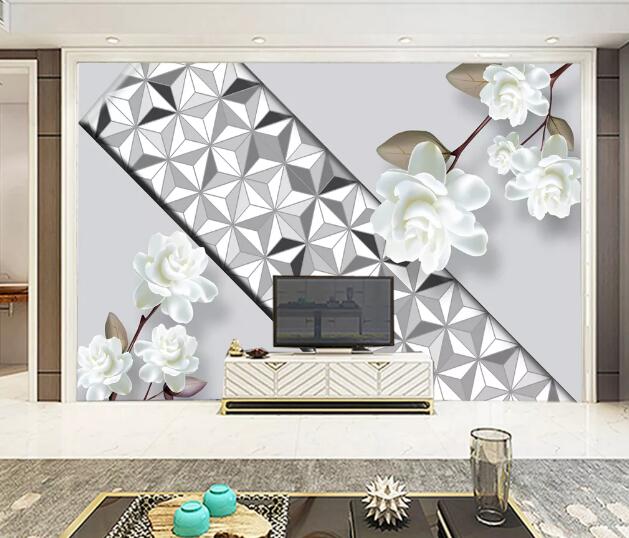 3D White Gardenia WC1068 Wall Murals