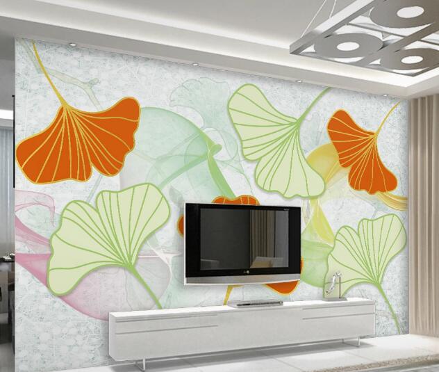 3D Red Lotus Leaf WC2781 Wall Murals