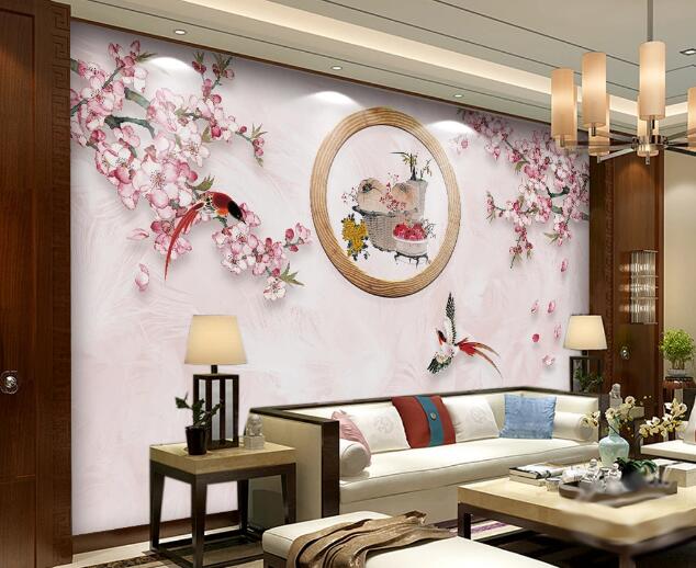 3D Kingfisher Petals WC1660 Wall Murals