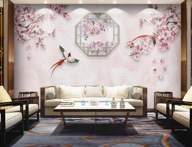 3D Plum Bird WC1561 Wall Murals