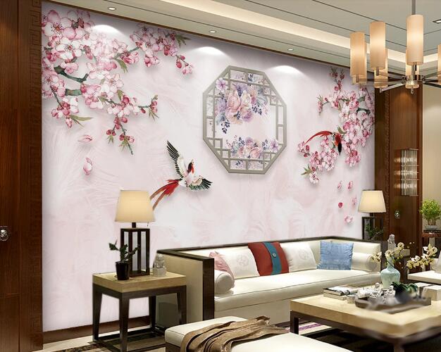 3D Plum Bird WC1561 Wall Murals