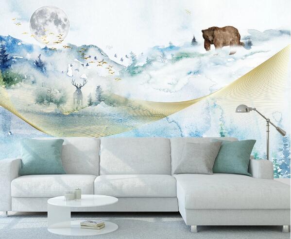 3D Moon Bear WC1180 Wall Murals