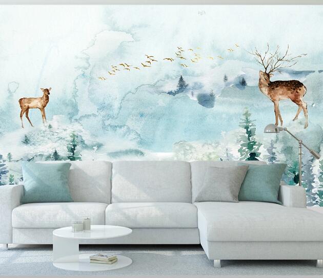 3D Wood Reindeer WC1177 Wall Murals