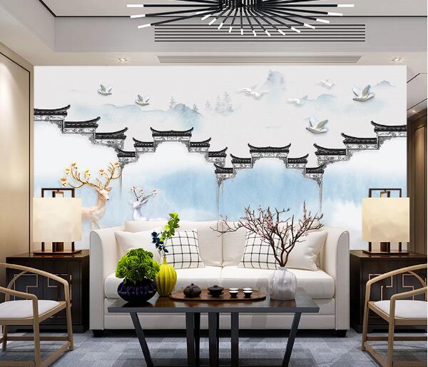 3D Deer Dove WC903 Wall Murals