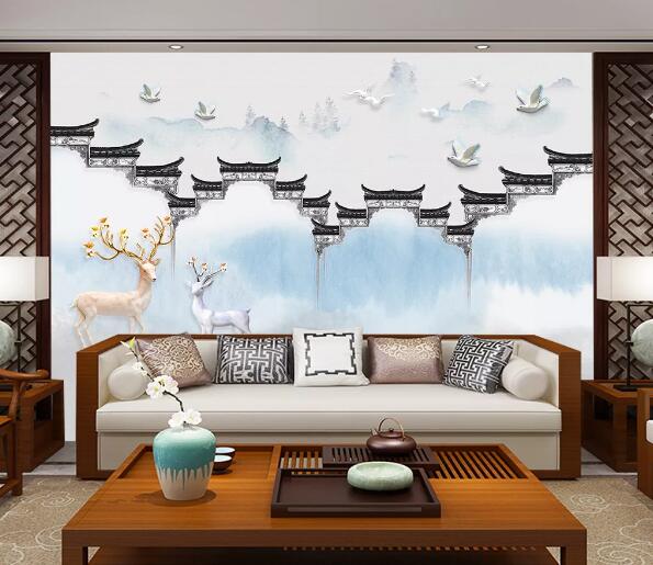 3D Deer Dove WC903 Wall Murals