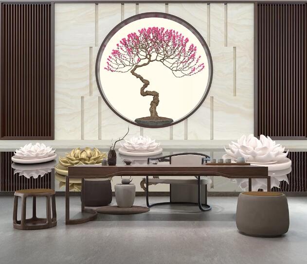 3D Round Plum WC2026 Wall Murals