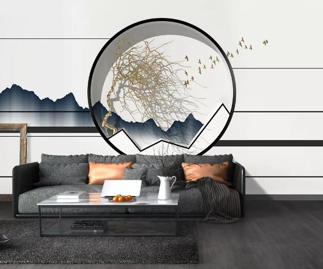 3D Ink Mountain WC1918 Wall Murals