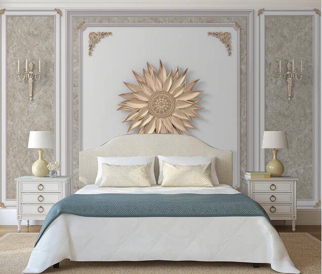 3D Golden Chrysanthemum WC1732 Wall Murals