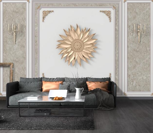 3D Golden Chrysanthemum WC1732 Wall Murals