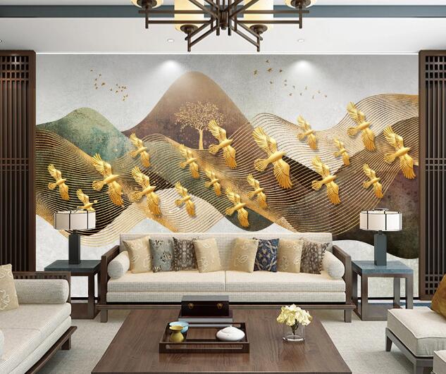 3D Golden Dove WC1775 Wall Murals