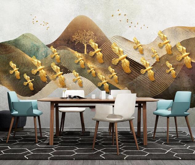 3D Golden Dove WC1775 Wall Murals