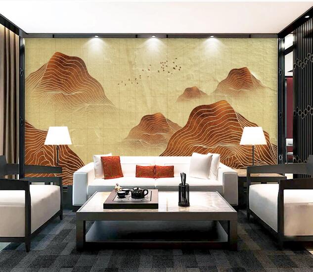 3D Yellow Mountain WC931 Wall Murals