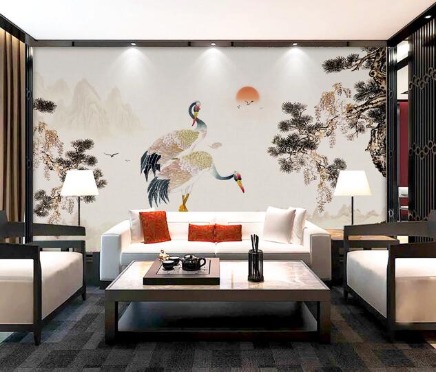 3D Graceful Crane WC927 Wall Murals