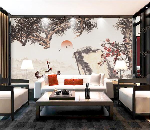 3D Crane Flower WC912 Wall Murals