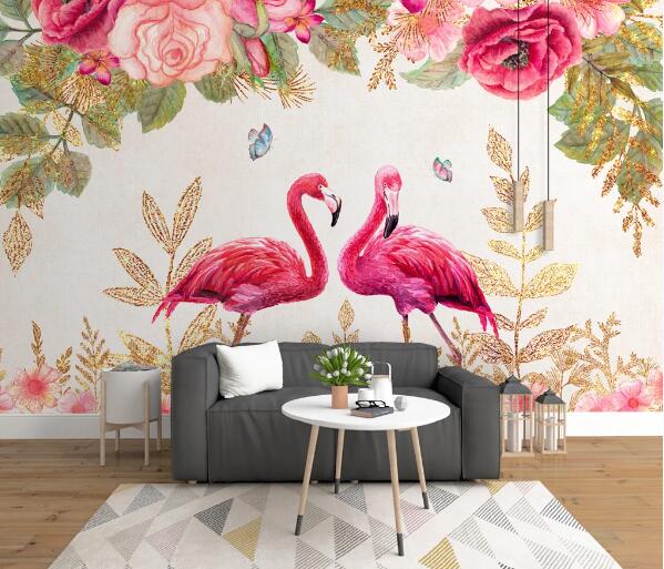 3D Flamingo Flower WC902 Wall Murals