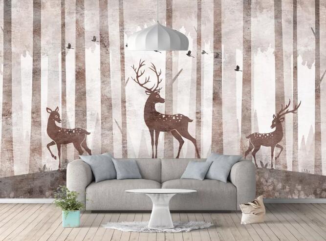 3D Sika Deer Pattern WC828 Wall Murals