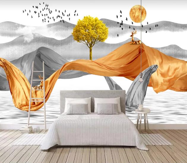 3D Yellow Tree WC2413 Wall Murals