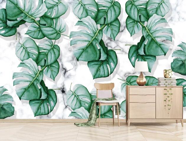 3D Painting Leaves WC2312 Wall Murals