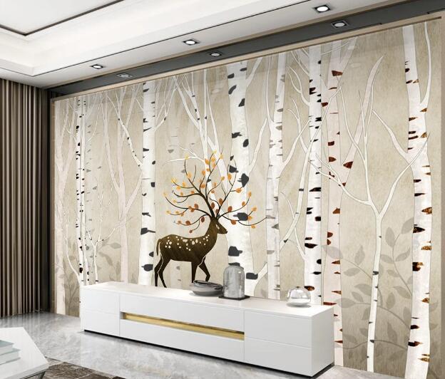 3D Forest Sika Deer WC2196 Wall Murals