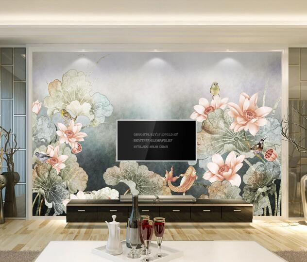 3D Lotus Bloom WC1713 Wall Murals