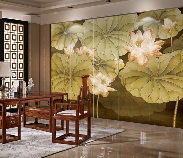 3D Lotus Leaf WC1594 Wall Murals