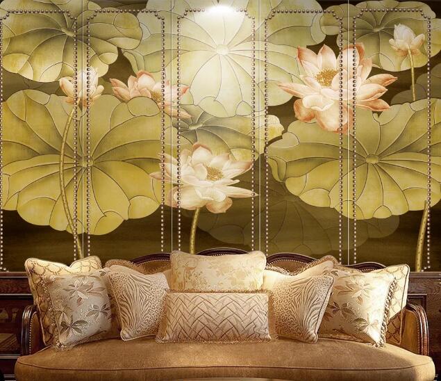 3D Lotus Leaf WC1594 Wall Murals