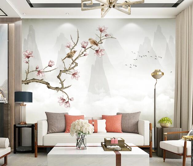 3D Bird Plum WC1569 Wall Murals