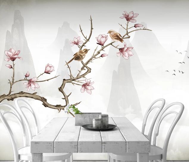 3D Bird Plum WC1569 Wall Murals