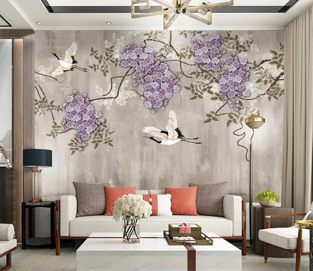 3D Flower Crane WC1556 Wall Murals