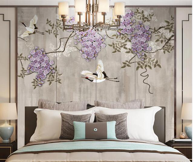 3D Flower Crane WC1556 Wall Murals