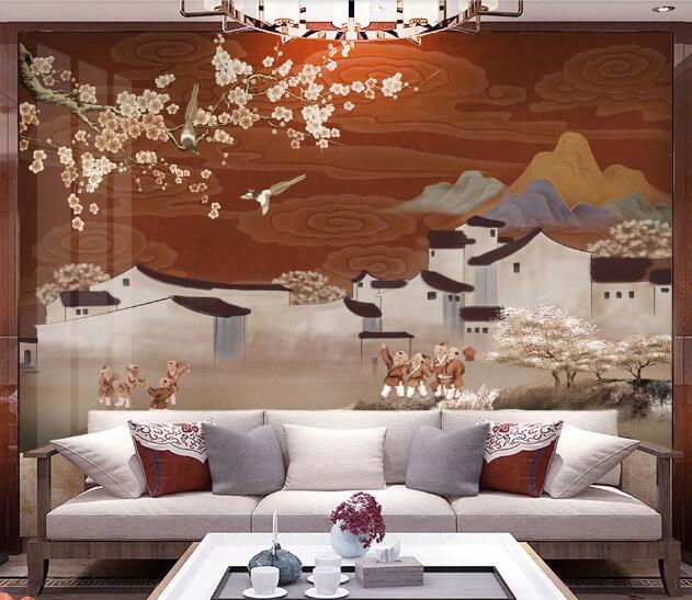 3D House Plum WC1531 Wall Murals