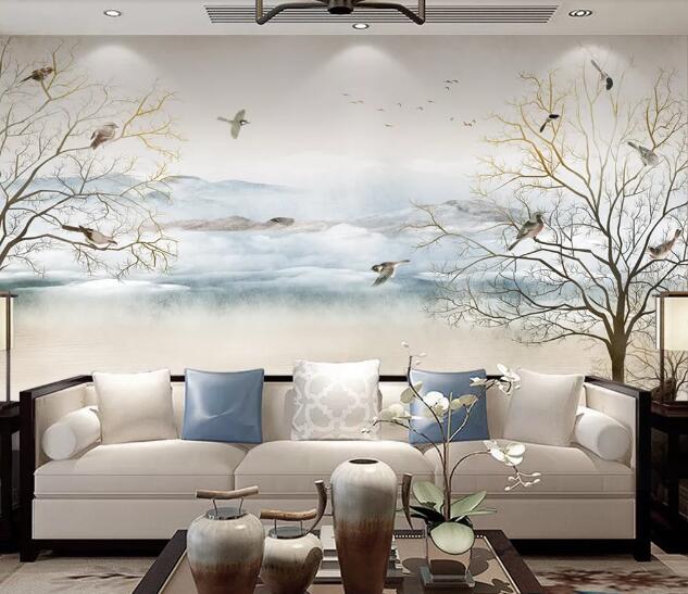 3D Fat Bird Tree WC1481 Wall Murals