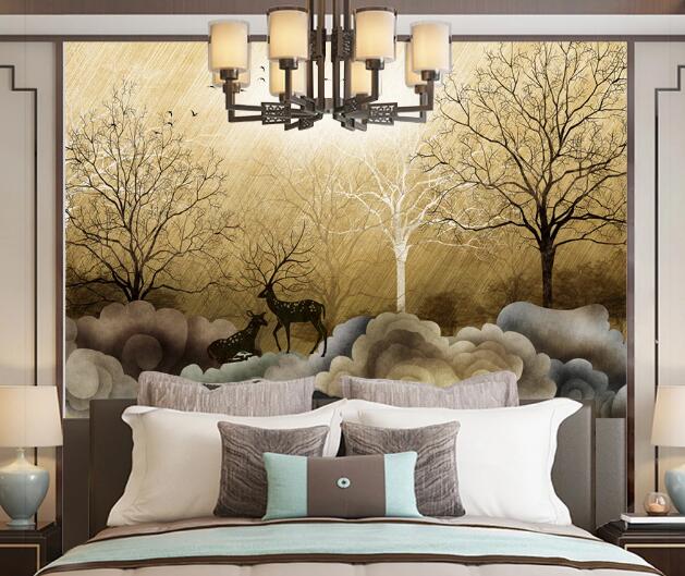 3D Sika Deer Cloud WC1473 Wall Murals