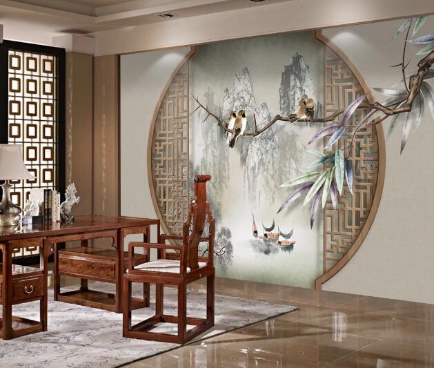 3D Leaf Bird WC1367 Wall Murals