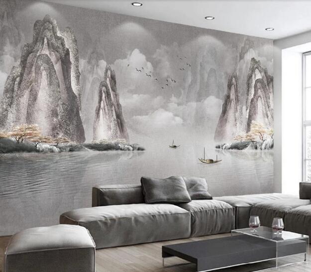 3D Mountain Lake WC1332 Wall Murals