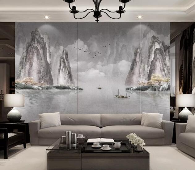 3D Mountain Lake WC1332 Wall Murals