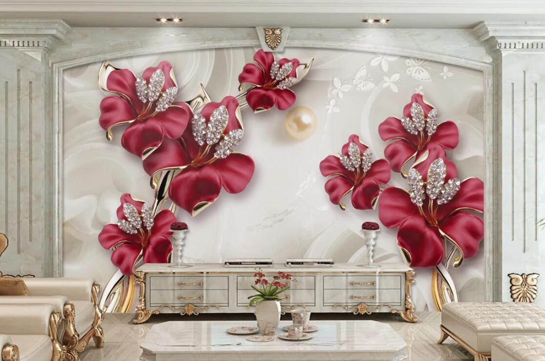 3D Rose Hairpin WC268 Wall Murals