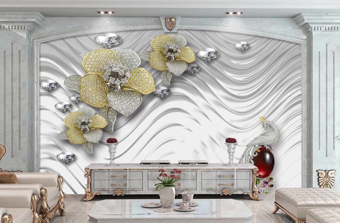 3D Diamond Flower WC285 Wall Murals