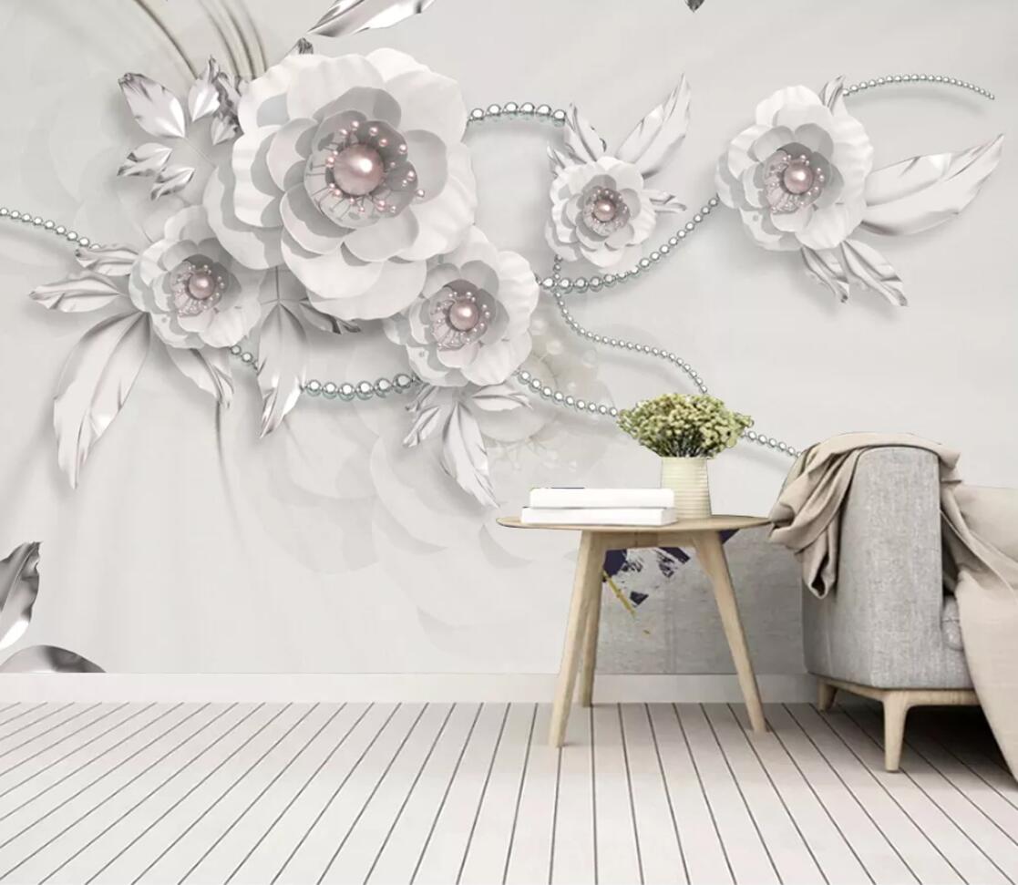 3D Purple Pearl Flower WC2737 Wall Murals