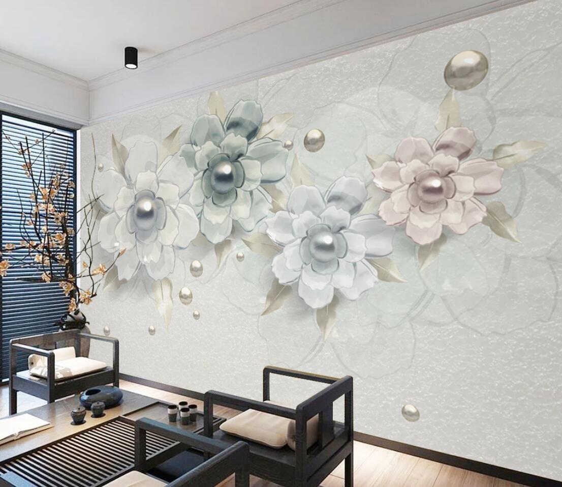 3D Flower Pearl WC2754 Wall Murals