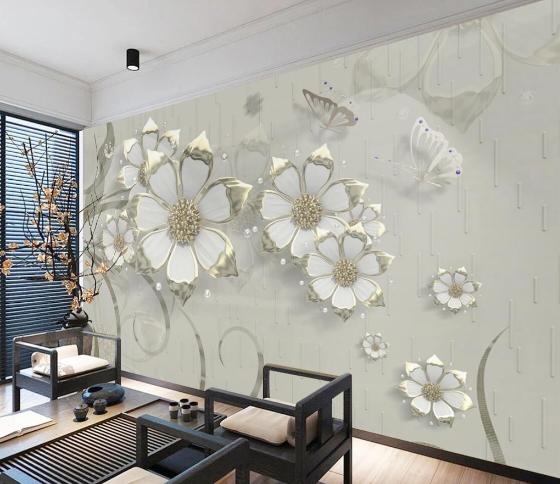 3D Silver Butterfly WC2783 Wall Murals